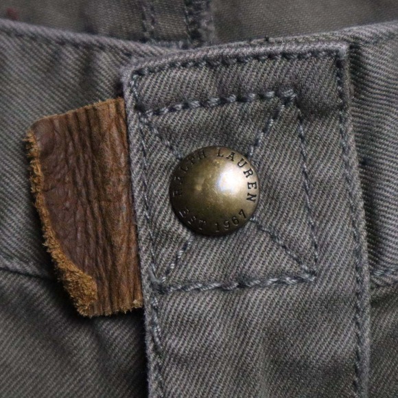 Ralph Lauren Women's Olive Green Cargo Pants Leather Trim Zipper Pockets Size 2 - Picture 6 of 14